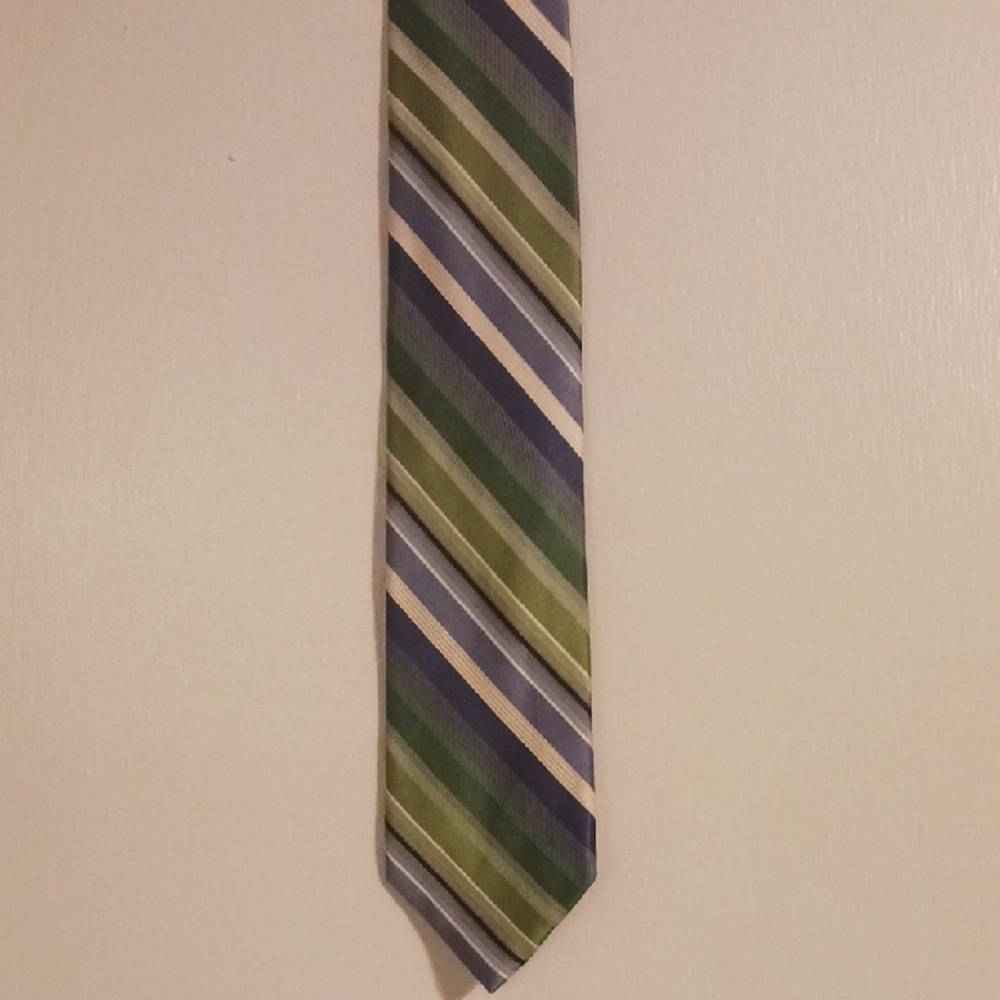 SPECIAL 3 FOR $25 Van Heusen Multi-Striped Tie in Green and Blue
